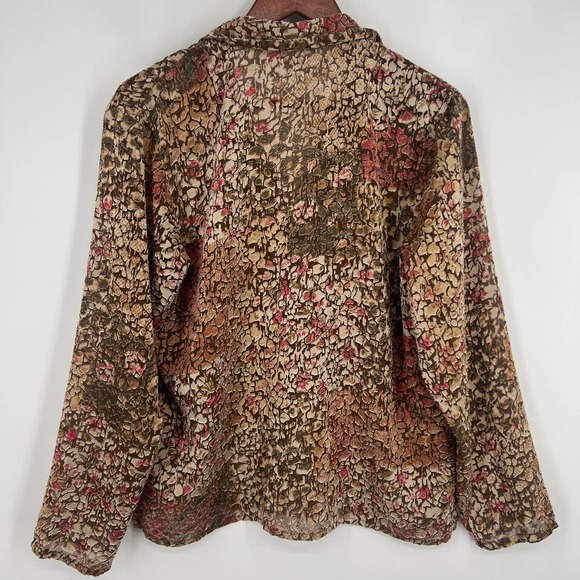 Coldwater Creek Size L Large Button Down Sheer Blouse Shirt Top Fall Winter - Picture 6 of 6